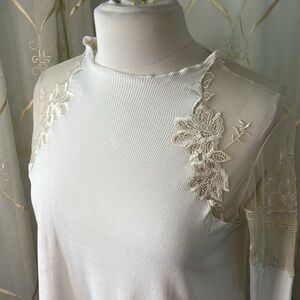 Free People Ivory Daniella Lace Shoulder Top